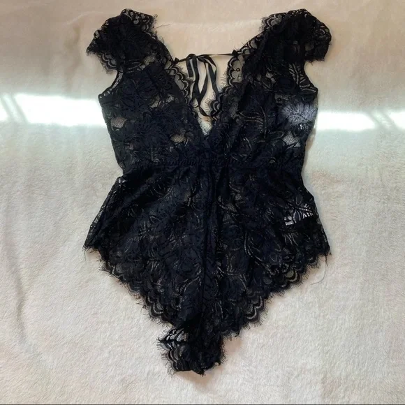 🔴5/$25 Sexy Black Lace Teddy - SHEIN, S - Picture 1 of 4